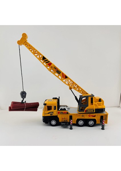 Metal Kasa Sesli ve Işıklı Çek Bırak Inşaat Araçları Serisi Kule Vinç Kepçe 30 cm (Kule Vinç)
