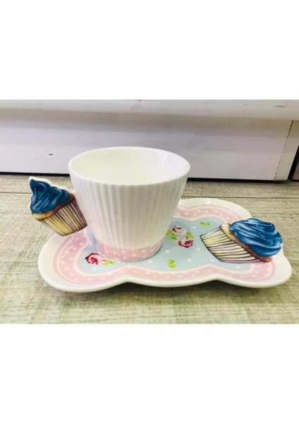 Çok Renkli Cup Cake Desenli 2'li Nescafe Fincan Seti fiyatları