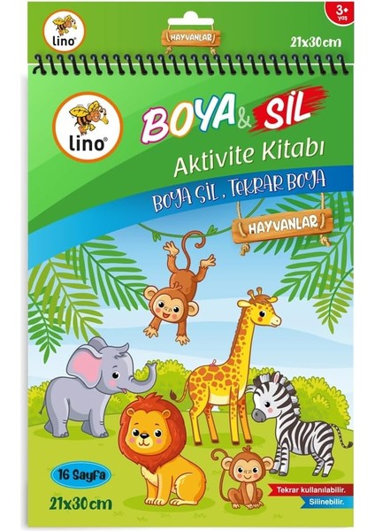 Boya Sil Aktivite Boyama Kitabı Hayvanlar A4 Ebat