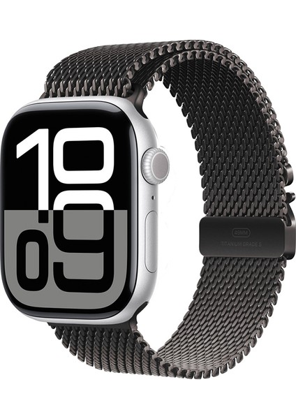 Apple Watch 7 45MM Uyumlu Zore KRD-100 Titanyum Hasır Kordon