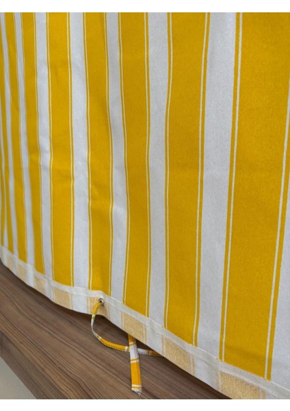 Sarı Beyaz Balkon Perdesi, Çardak Perdesi, Korniş Düğmeli ve Kuş Gözü Delikli Balkon Perdesi fiyatları