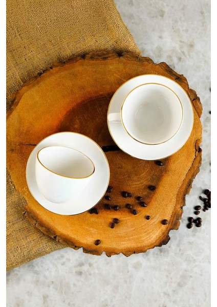 Krem 4 Parça Gold Detaylı 2 Kişilik Fincan Takımı Bej Renk modelleri