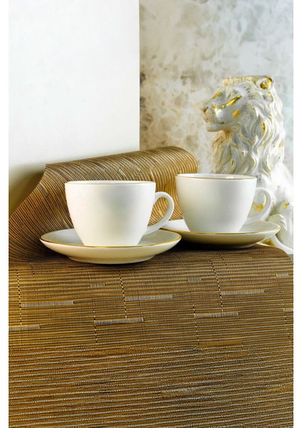 Krem 4 Parça Gold Detaylı 2 Kişilik Fincan Takımı Bej Renk fırsatları