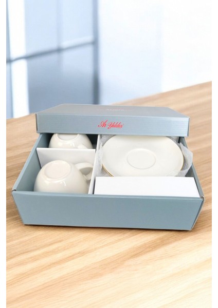 Krem 4 Parça Gold Detaylı 2 Kişilik Fincan Takımı Bej Renk indirimleri