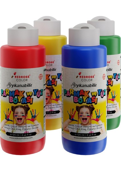 Rose Ana Renkler Parmak Boyası 4'lü Set 4X120 ml