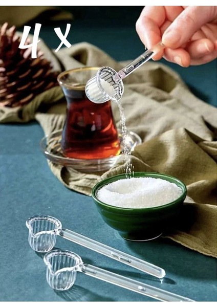Renkli 4'lü Mika Origami Şekilli Şeker ve Kahve Kaşığı Takımı