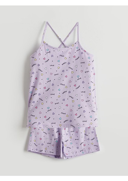 Yeni Sezon Kare Yaka Kiz Cocuk Sortlu Pijama Takimi - S5FK71Z4
