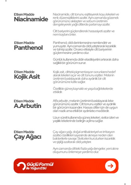 Anti Blemish+ %10 Niacinamide %0,5 Kojik Asit Akne ve Lekelenme Karşıtı, Ton Eşitleyici Yüz Bakım Serumu 30 Ml modelleri