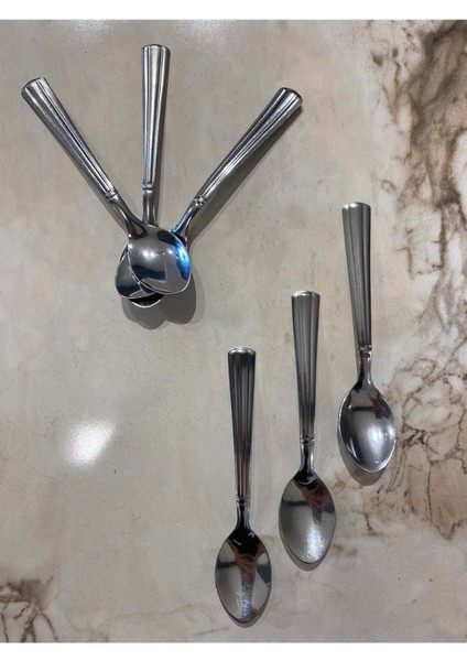 6'lı Paslanmaz Çelik Lüx Çay Kaşığı, Şık ve Dayanıklı Set