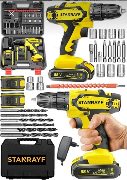 Çift Akülü Darbeli Matkap 58W 6AH Metal Şanzıman Profesyonel 13MM fiyatları