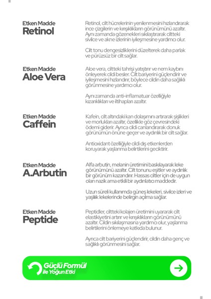 Eyecontour %5 Peptid %1 Retinol Koyu Halka, Şişlik Ve Kırışık Karşıtı Spf30 Güneş Kremli Göz Kremi 50 ml