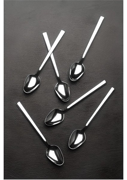 6 Adet Paslanmaz Çelik Düz Çay Kaşığı, Günlük Kullanım Için Şık ve Dayanıklı Set