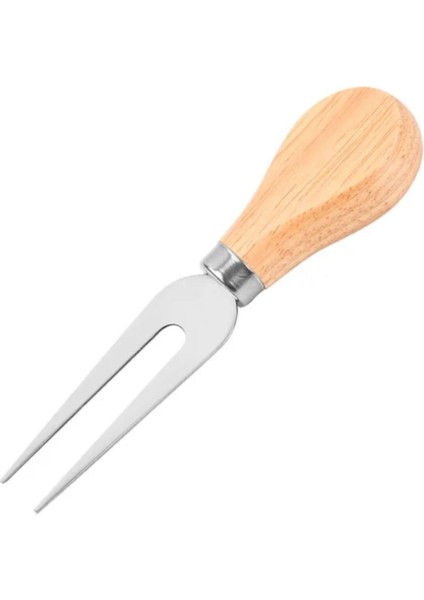 Kahverengi Bambu Saplı 4’lü Çelik Peynir Bıçak Seti, Mini Bıçak, Spatula ve Çatal
