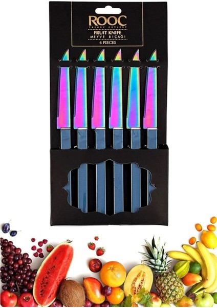 Lacivert 6'lı Meyve Bıçak Seti, Lazer Kesim, Şık ve Kullanışlı Tasarım fiyatları