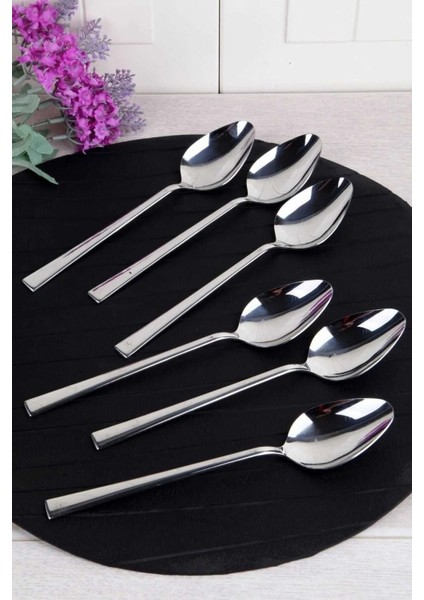 12 Adet Şık Paslanmaz Çelik Tatlı Kaşık, Düz Model, Günlük Kullanıma Uygun modelleri