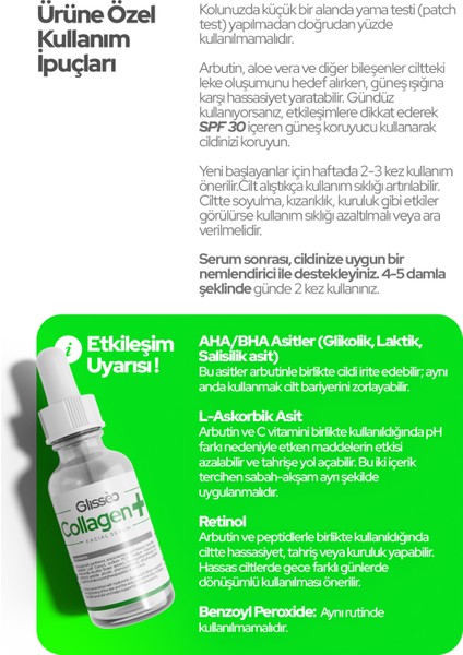 Collagen %10 Peptid, %2 Kolajen ve Arbutin Katkılı Cilt Bariyeri Destekleyici, Derin Nemlendirici ve Yatıştırıcı Yüz Serumu 30 ml fırsatları