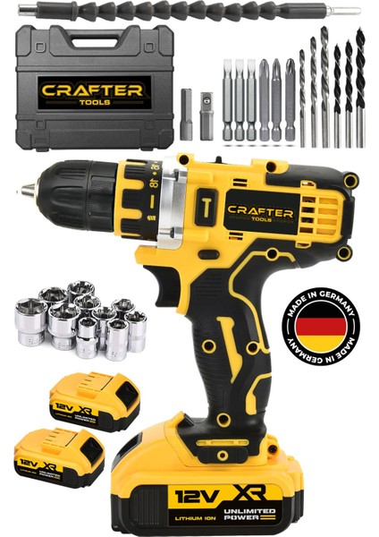 12V Çift Bataryalı Çelik Şanzımanlı 24 Parçalı Akülü Vidalama ve Matkap Seti