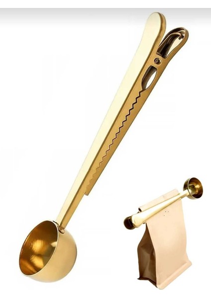 Paslanmaz Çelik Kahve Kaşığı, Çok Fonksiyonlu Mutfak Klipsi, Ölçü, Un ve Şeker Ölçeği