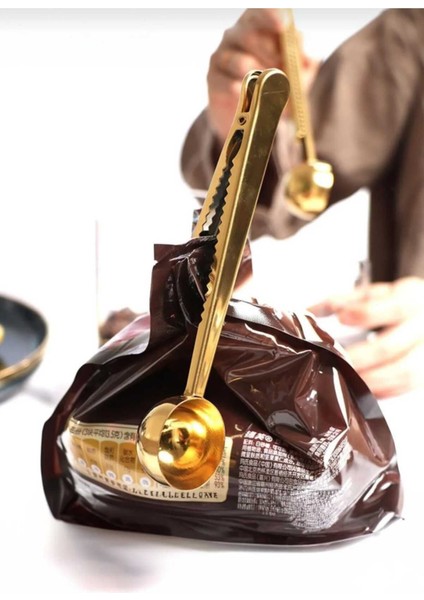 Paslanmaz Çelik Kahve Kaşığı, Çok Fonksiyonlu Mutfak Klipsi, Ölçü, Un ve Şeker Ölçeği