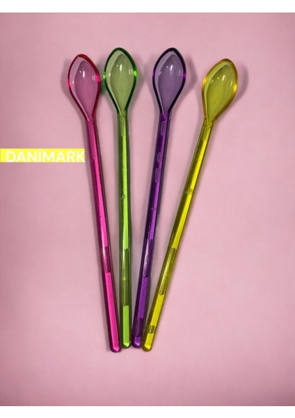 Renkli 4'lü Uzun Kokteyl ve Kahve Karıştırıcı Kaşığı Seti fiyatları