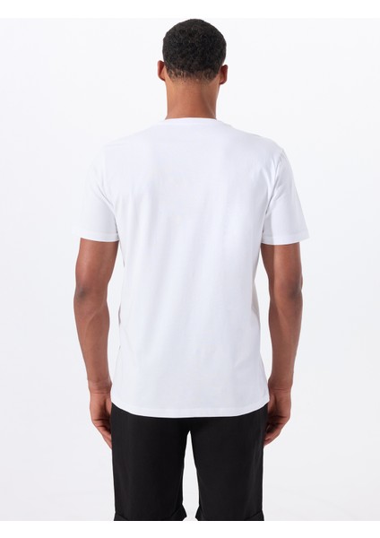 Bisiklet Yaka Baskılı Beyaz Erkek T-Shirt M5WM-TST1052