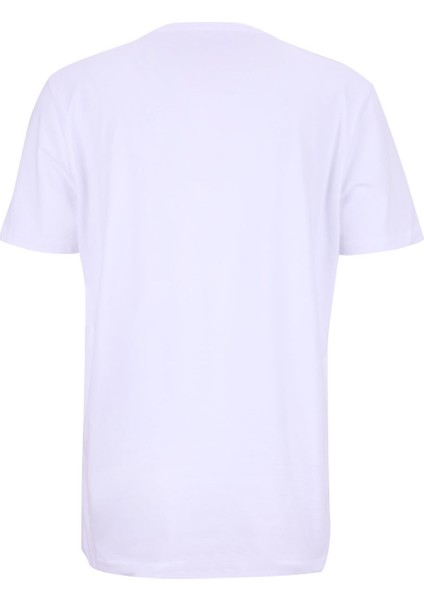 Bisiklet Yaka Baskılı Beyaz Erkek T-Shirt M5WM-TST1052