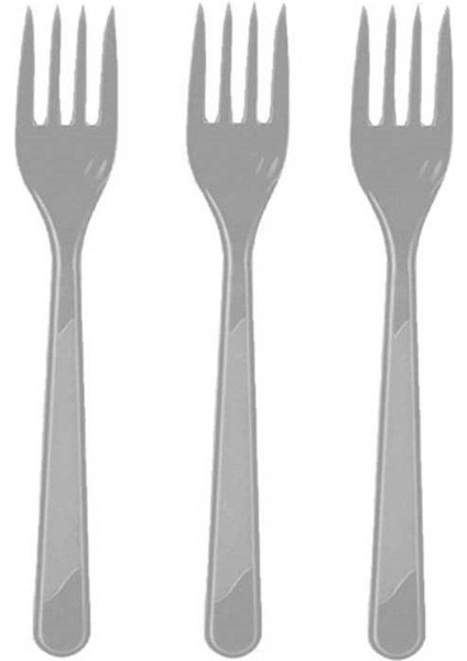 Gri Renk Plastik Çatal 25 Adet, Sağlıklı ve Pratik Kullanım