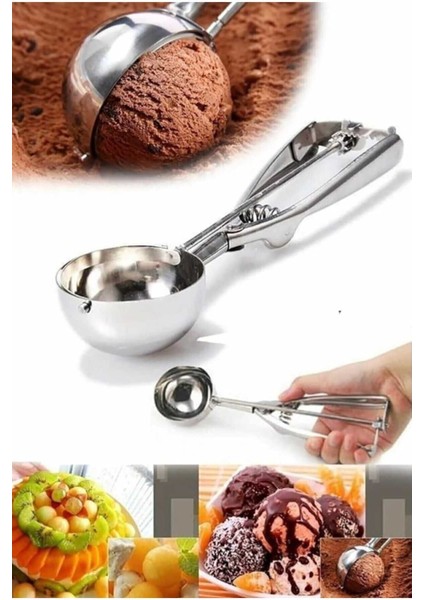 6 cm Çelik Paslanmaz Dondurma ve Kurabiye Kaşığı, Çok Renkli, Dayanıklı ve Şık Tasarım fırsatları