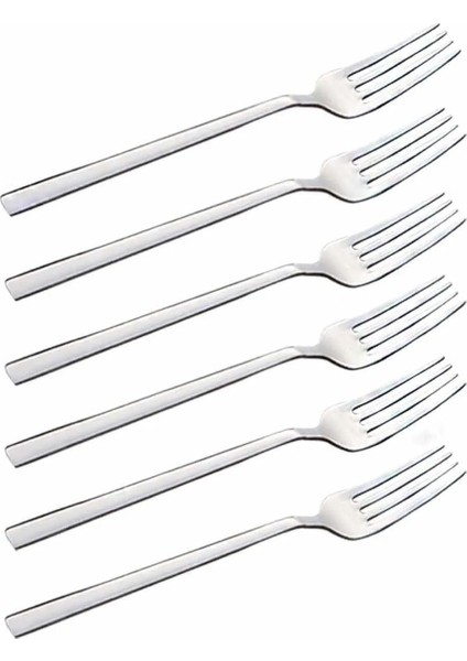 12 Adet Şık Paslanmaz Çelik Tatlı ve Meyve Çatalı, Düz Model, Dayanıklı ve Zarif Tasarım modelleri