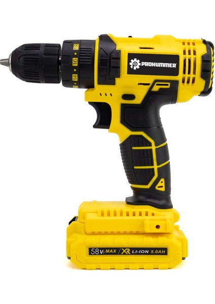 Sarı 58V Akülü Set, 5 Parça, Darbesiz Mandren ve Vidalama Fonksiyonlarıyla indirimleri