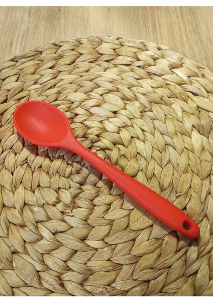 Kırmızı 20 cm Yüksek Isıya Dayanıklı Sert Silikon Servis Kaşığı