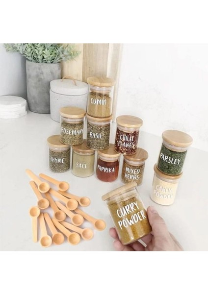12 Adet Mini Bambu Kaşık, Baharat ve Reçel Için, Beyaz, Şık ve Kullanışlı modelleri