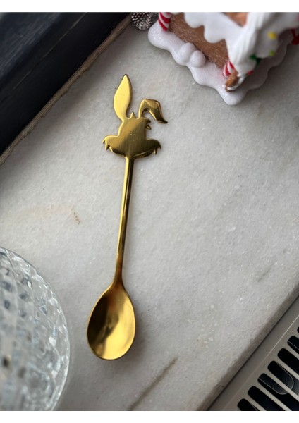 Tavşan Figürlü Titanyum Gold Kahve Kaşığı, Şık ve Kullanışlı Tasarım.