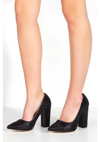 Kadın Moda Şık Gold Sultan Taşlı Klasik Sivri Kalın Düğün Nişan Gece Abiye Ayakkabı modelleri