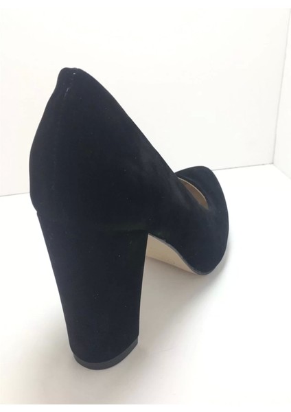 Kadın Moda Şık Siyah Süet Topuklu Ayakkabı Zarif Tasarım Düğün Nişan Gece Abiye Ayakkabı