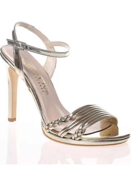 Kadın Moda Şık Gold Ayna Çift Örgülü Tek Bant Topuklu Düğün Nişan Gece Abiye Ayakkabı fiyatları