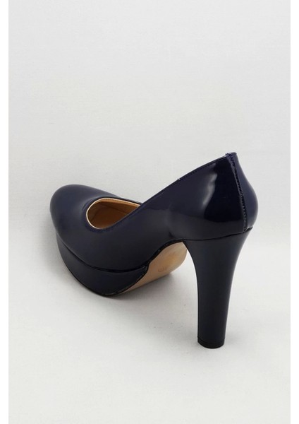 Kadın Moda Şık Lacivert Klasik Topuklu Ayakkabı Topuklu Düğün Nişan Gece Abiye Ayakkabı fırsatları