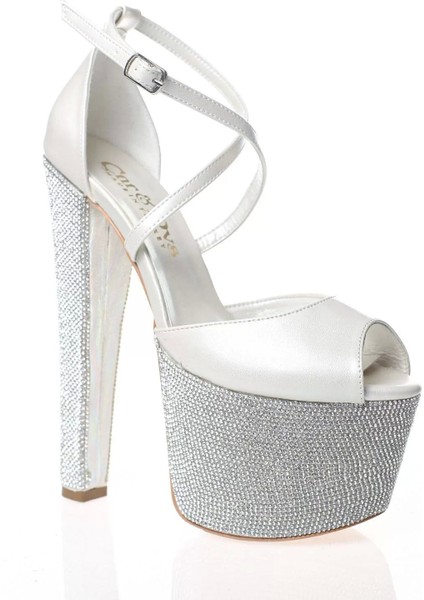 Kadın Moda Şık Gold Ayna Ökçe Poli Taş Yüksek Topuk Topuklu Düğün Nişan Gece Abiye Ayakkabı fiyatları