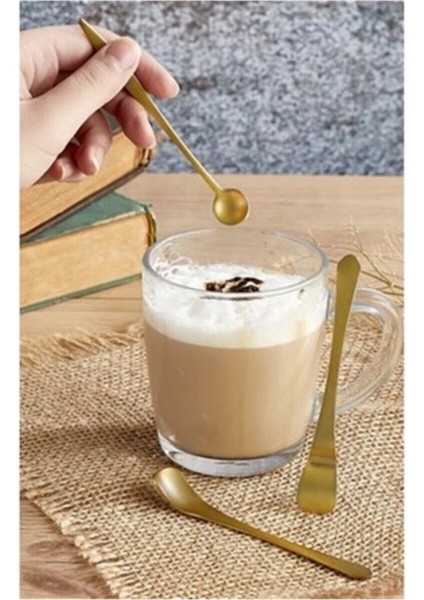 Altın Kıvrımlı 6'lı Çay ve Nescafe Kaşığı, Şık ve Kullanışlı Set