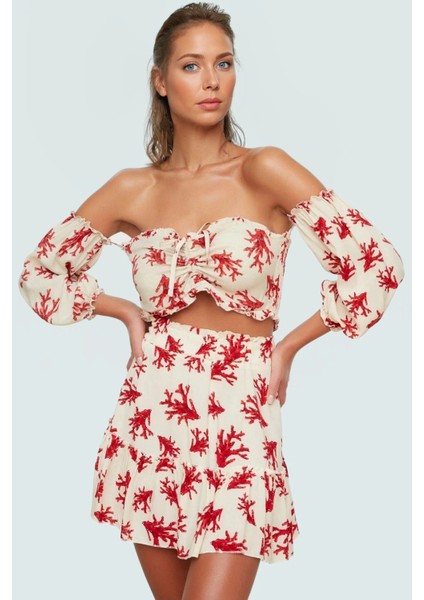 Yazlık Şal Desenli Viskoz Bluz Etek Takım Plaj ve Günlük Kullanım Dayanıklı Malzeme Özel Tasarım modelleri