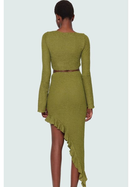 V Yaka Fitted Gofre Dokuma Bluz Etek Plaj Takımı Yüksek Kalite Günlük Kullanım Için modelleri