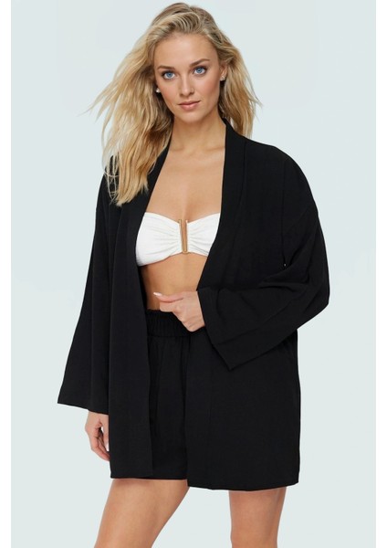 Dokuma Kimono Şort Takım Yazlık Plaj Seti Rahat V Yaka Premium Kalite Uzun Ömürlü Trend Tasarım