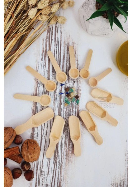 12 Parça Ahşap Baharat ve Kahve Kaşığı Seti, Pembe Renkli, Şık ve Kullanışlı modelleri