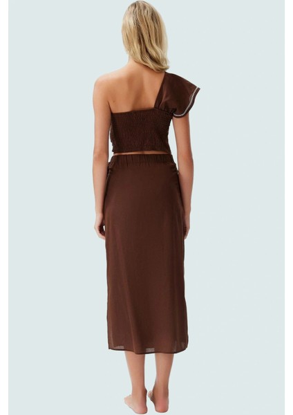 Yazlık Asimetrik Yaka Leopar Desenli Pamuklu Uzun Bluz Etek Takım Özenle Seçilmiş Yüksek Kalite modelleri