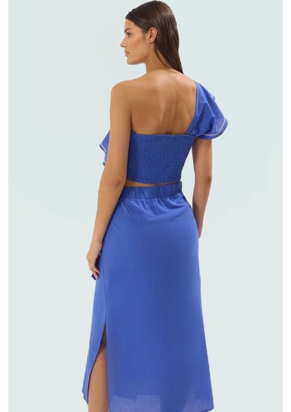 Yazlık Asimetrik Yaka Leopar Desenli Pamuklu Uzun Bluz Etek Takım Özenle Seçilmiş Yüksek Kalite modelleri