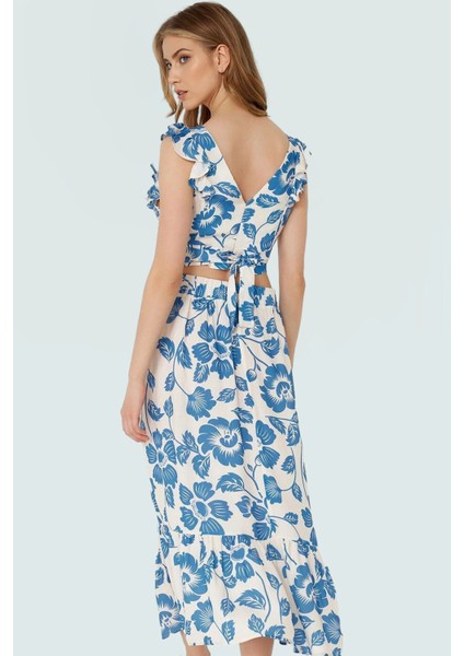 Şık Puantiyeli Viskoz Bluz Etek Takım Yazlık Plaj Modası Görünüm Premium Kalite modelleri