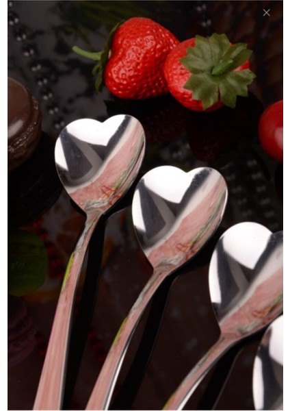Kalp Şekilli 6'lı Paslanmaz Çelik Dondurma ve Tatlı Kaşığı, Renkli, Şık ve Kullanışlı fiyatları