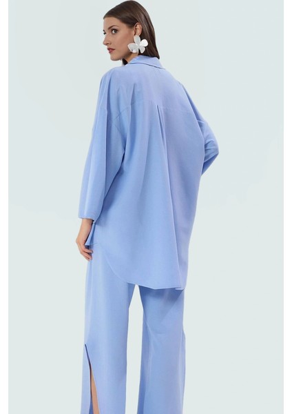 Keten Karışımlı Oversize Gömlek Pantolon Takım Plaj ve Günlük Kullanım Rahat Şık modelleri