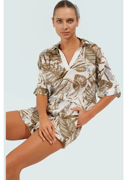 Yazlık Çok Çiçekli Pamuklu Bluz Pantolon Takım Rahat Plaj Kombin Uzun Ömürlü Konforlu Kesim fiyatları