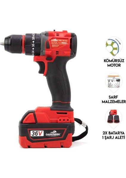 36V Red Şarjlı Matkap, Güçlü ve Taşınabilir Elektronik Alet